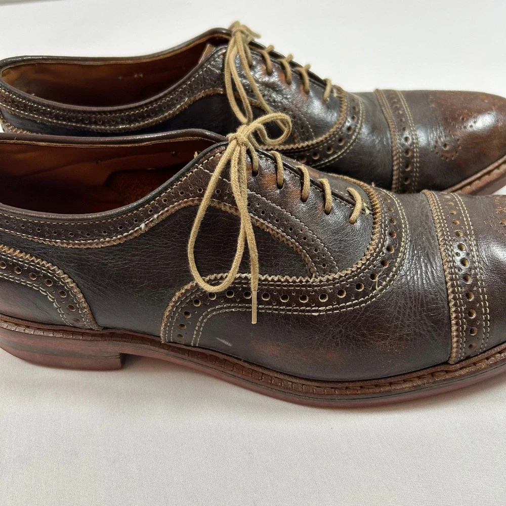Allen Edmonds Shoes Mens 11.5D Brown Saddle Leather Strandmok Cap-Toe Oxford - Picture 3 of 11